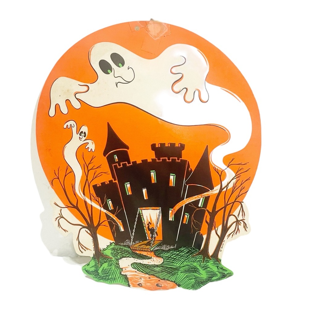 Vintage Neon Halloween Ghost‎ Cutout 8.5” Tall